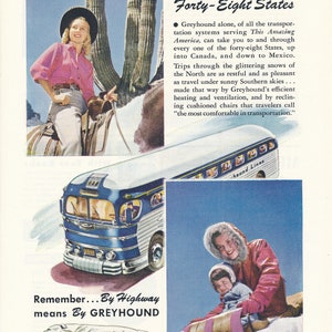 Greyhound Bus Company 2 Magazine Ads from the 1950&#39;s
