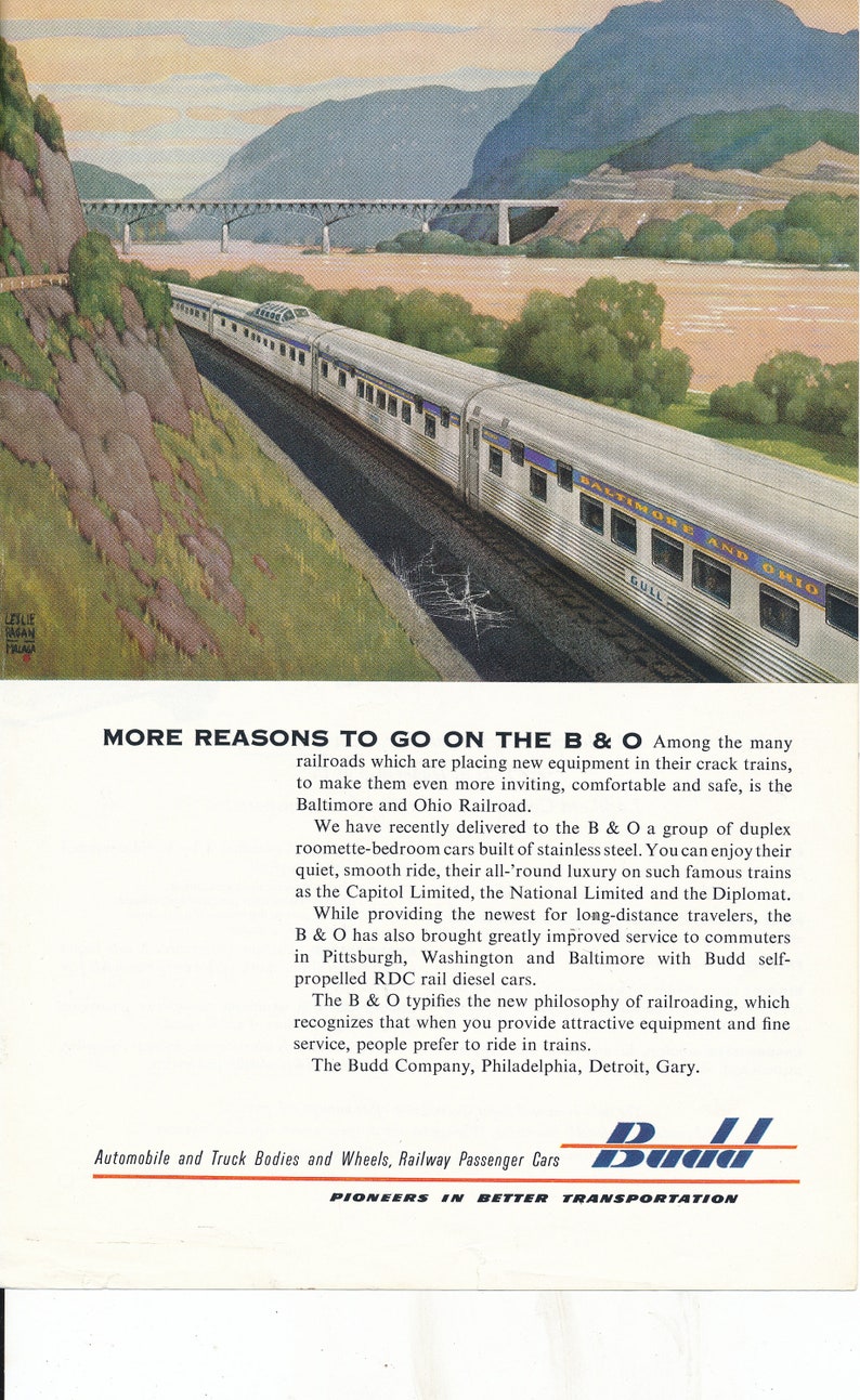 Budd Railcar Company 3 Magazine Print Ads From the 1950s Promoting New ...