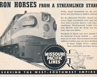 Missouri Pacific Railroad 5 Magazine Print Ads from the 1950's