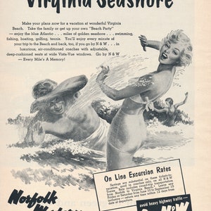 Norfolk and Western Railroad 3 Magazine Print Ads from the 1950&#39;s