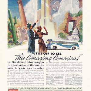 Greyhound Bus Company 2 Magazine Ads from 1940&#39;s and 1950&#39;s