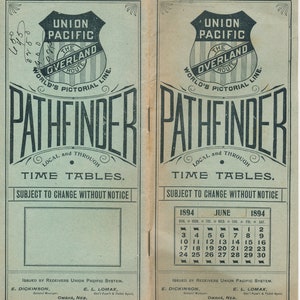 Union Pacific Railroad Public Timetable June 1894