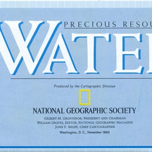 The  National Geographic Magazine Maps:  Precious Resource Water (USA) Map 1993