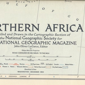 Mapas de la revista National Geographic: lote de 3. África del Norte 1954, países africanos del Nilo 1953 y África 1943