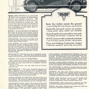 Vintage Print Ad for Stutz Motor Car Company in the 1926