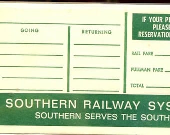 Southern Railroad TICKET ENVELOPE