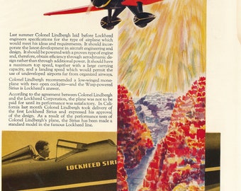 Detroit Aircraft-A Lockheed for Colonel Lindergh Magazine Pring Ad 1930