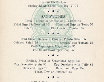 Op de afbeelding: Een vintage menu van de Yosemite Valley Railway Company, met een lijst van dineropties, waaronder koude consommé, biefstuk, lentelamsschotels, sandwiches, salades, eieren en desserts. De prijzen zijn in Amerikaanse dollars.