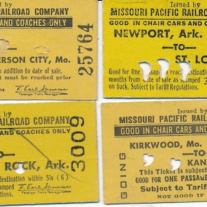 Missouri Pacific Railroad Lot of 4 Tickets