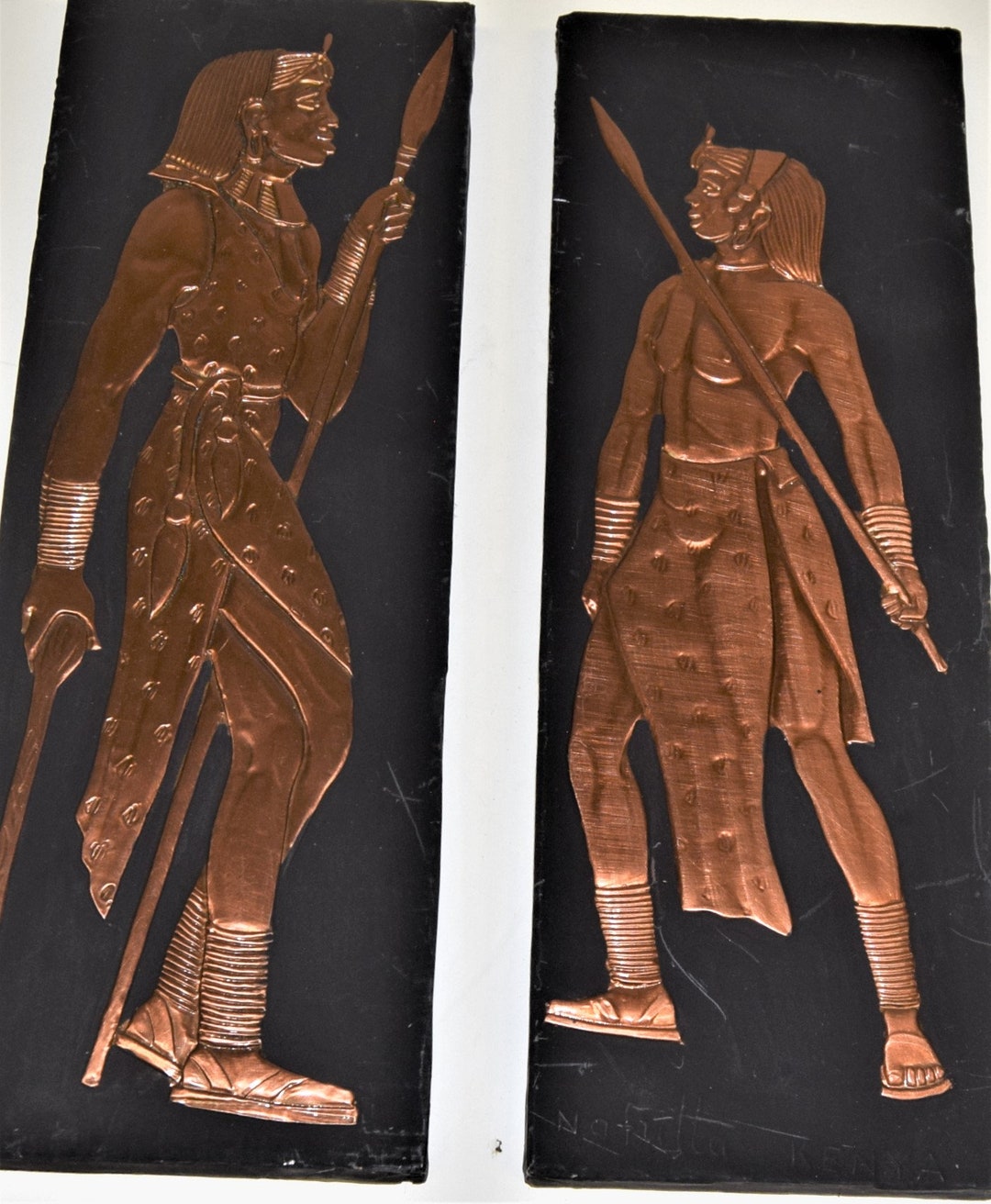 African Copper Etching Art Two Matching Pieces of Art Etsy