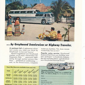Greyhound Bus Company 2 Magazine Ads from the 1950&#39;s
