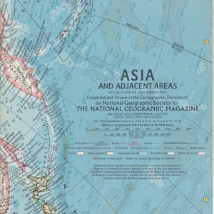 Mapas de la revista National Geographic: lote de 3 mapas de Asia y áreas adyacentes de 1959, Sudeste asiático de 1961 y Sudoeste asiático de 1963