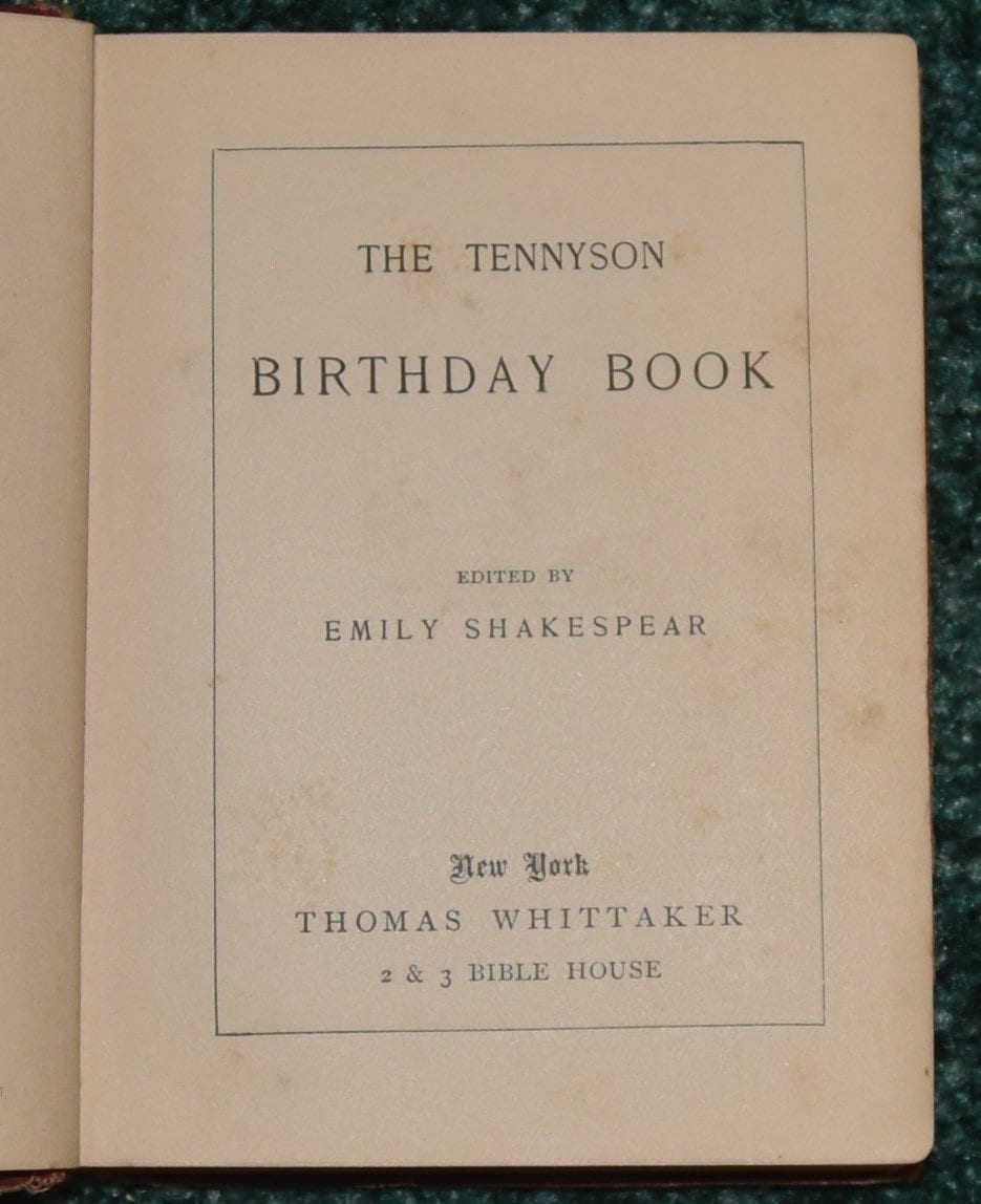The Tennyson Birthday Book Edited by Emily Shakespear - Etsy