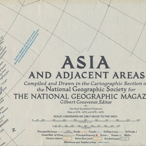 Mapas de la revista National Geographic: Asia y áreas adyacentes 1951, Sudeste asiático 1955 y Sudoeste asiático 1952