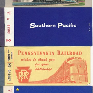 Railroad Book Type Tickets Lot of 8:  Missouri Pacific-Pennsy-Southern Pacific-Union Pacific-Santa Fe-Rio Grande-Texas Pacific Railroads
