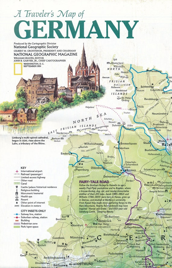 Vintage 1991 National Geographic Magazine Traveler's Map of