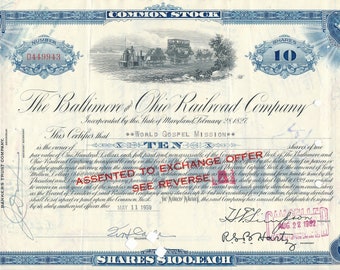 ボルチモア・アンド・オハイオ鉄道普通株 10株 1950年代