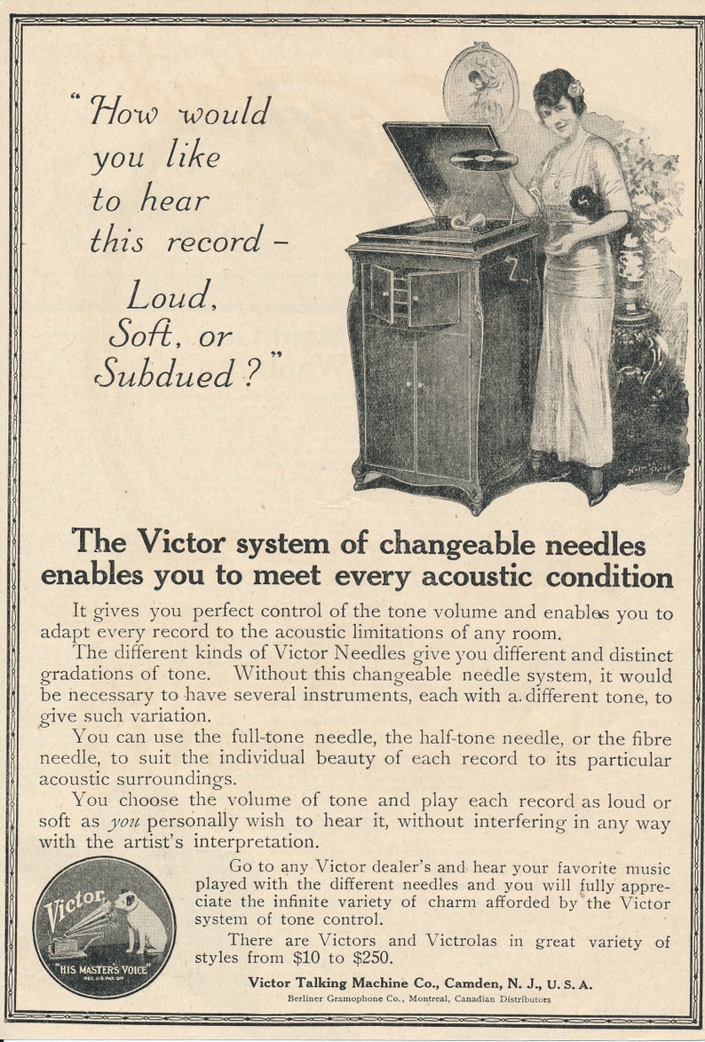 Vintage 3 VICTOR Victrola Phonograph Magazine Ads 1915's Etsy
