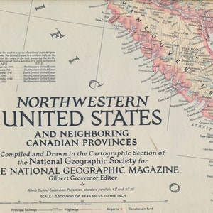 National Geographic Maps: Nordwesten der USA und der kanadischen Nachbarprovinzen 1950 und der Region der Großen Seen der USA und Kanadas 1953
