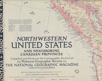 National Geographic Maps: Nordwesten der USA und der kanadischen Nachbarprovinzen 1950 und der Region der Großen Seen der USA und Kanadas 1953
