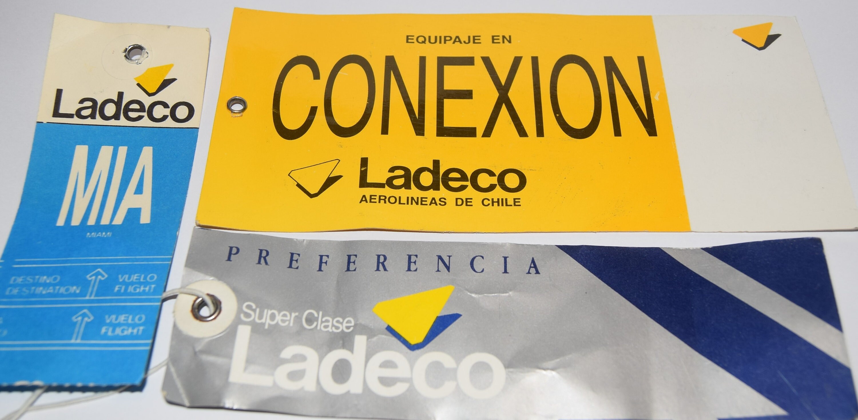 Ladeco Airlines Lot of 10 Items: Three Baggage Tags, Four
