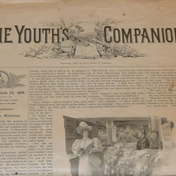 The Youth's Companion Newspaper Lot of 4 issues. June & December, 1896