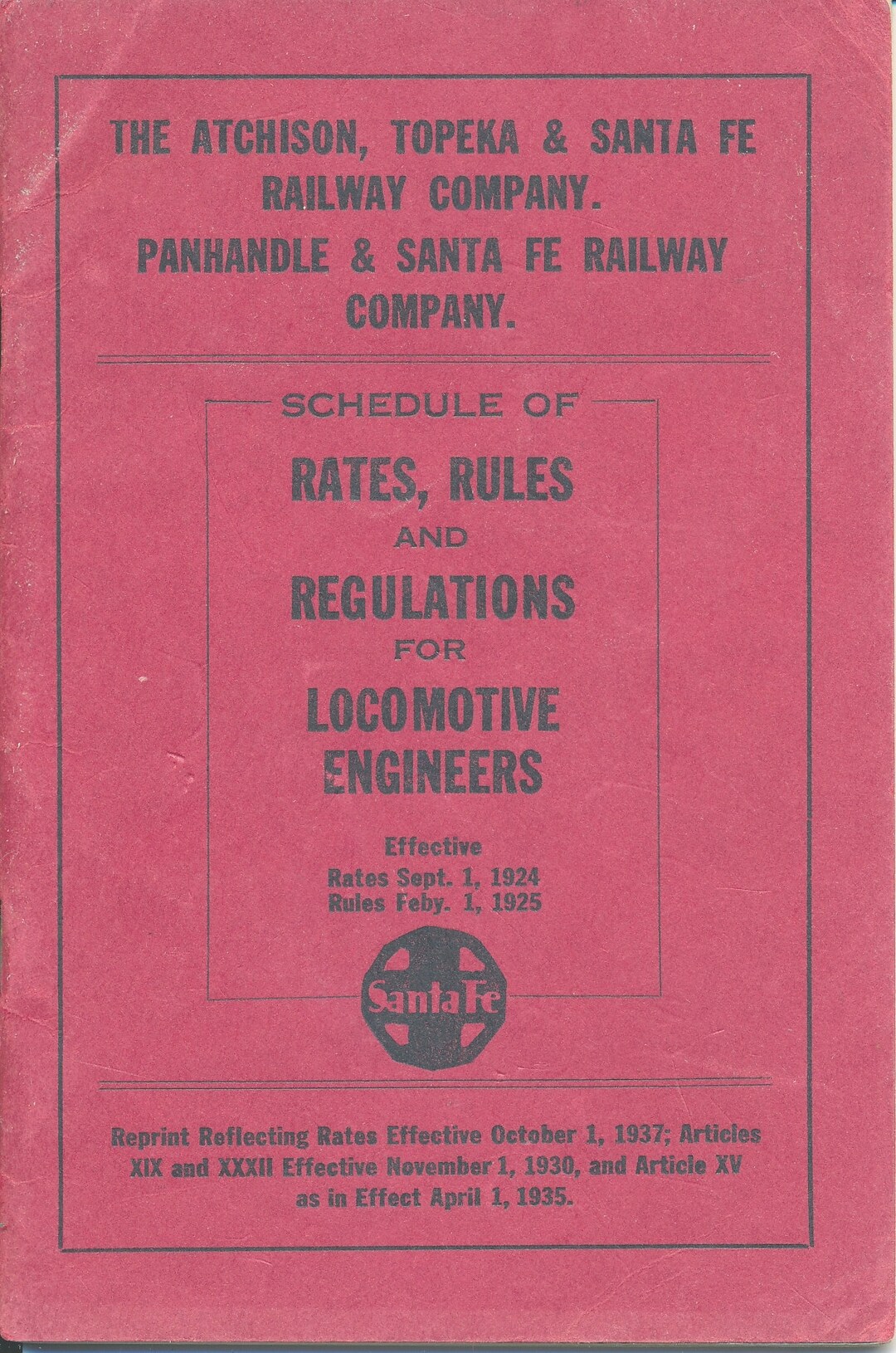 Atchison, Topeka and Santa Fe , Panhandle and Santa Fe Rates, Rules and ...