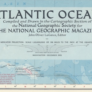 The National Geographic Magazine Maps: Atlantik Dezember 1955