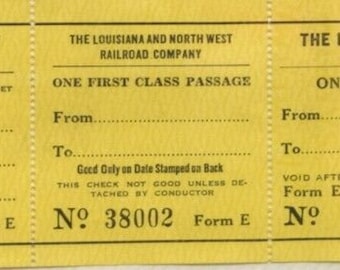 ルイジアナ＆ノースウェスト鉄道の乗車券 5枚セット