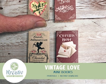Vintage Valentine Mini Books, Junk Journal Ephemera (Printable)