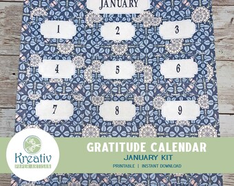 Calendario de gratitud de enero, Alternativa al tarro de gratitud, Mil regalos inspirados, Practicar la fe, Rastreador de bendiciones, Agradecido, Imprimible