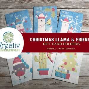 Christmas Gift Card Holders, Whimsical, Llama, Printable, Holidays, Bird, Cactus, Christmas Tree, 3D Embellishments, INSTANT DOWNLOAD