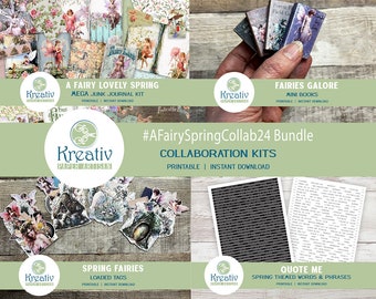 Fairy Spring Junk Journal Kit, Mini Books, Loaded Tags (Printable Download)