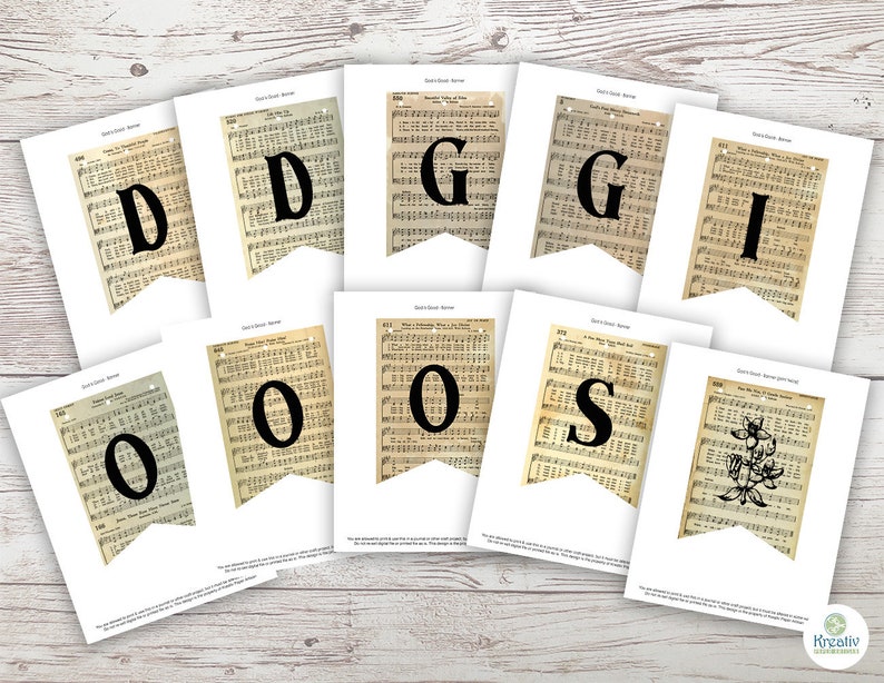 God is Good Banner, Printable Hymnal Pages, Christian Faith, Home Decor ...