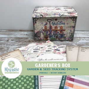 Scatola del giardiniere, Buste per semi, Giardino vintage, Fogli di lavoro per il giardino, Programma di semina, Griglia, Elenco dei lavori stagionali, Stampabile, DOWNLOAD IMMEDIATO