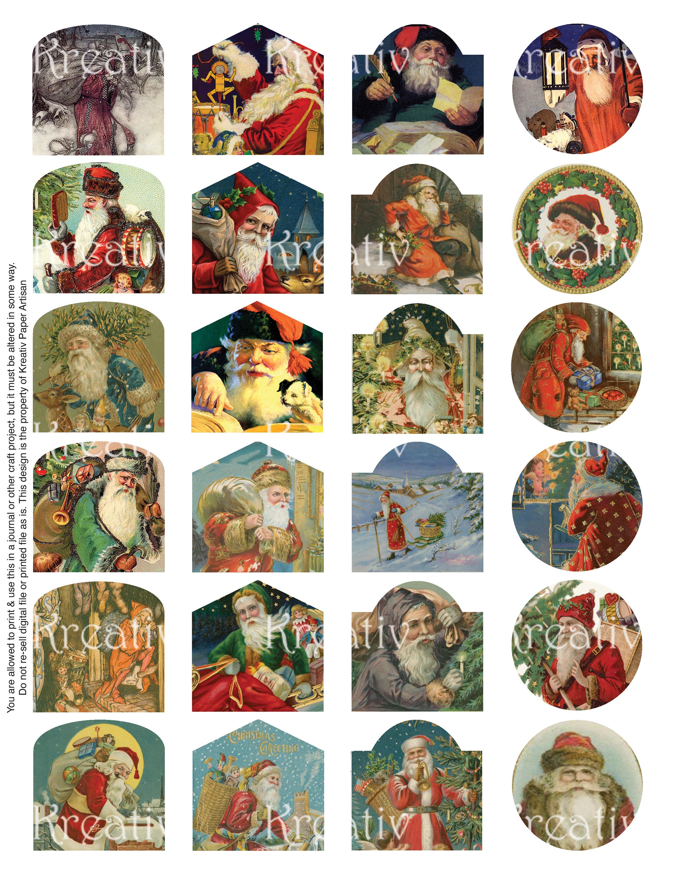 Advent Calendar, Vintage Santa Claus, Printable, Christmas Ornament ...