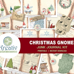 Christmas Gnomes Junk Journal Kit, Printable, Envelopes, Sledding, Cozy, Winter, Mittens, Paper Embellishments, Ephemera, INSTANT DOWNLOAD