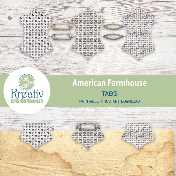 Printable Tabs, American Farmhouse, Farm Animals, Rustic Trucks, Farmhouse Pottery, Americana, Patriotic, Junk Journals, Ephemera, Page Tab