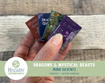 Minilibros de Dragones y Bestias Místicas, imprimibles (descarga instantánea)