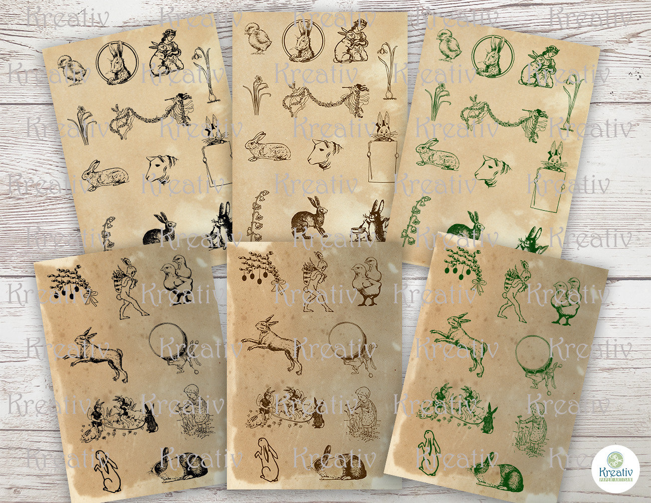 Vintage Easter, Illustrations, Printable Ephemera, Scrapbooking, Fussy ...