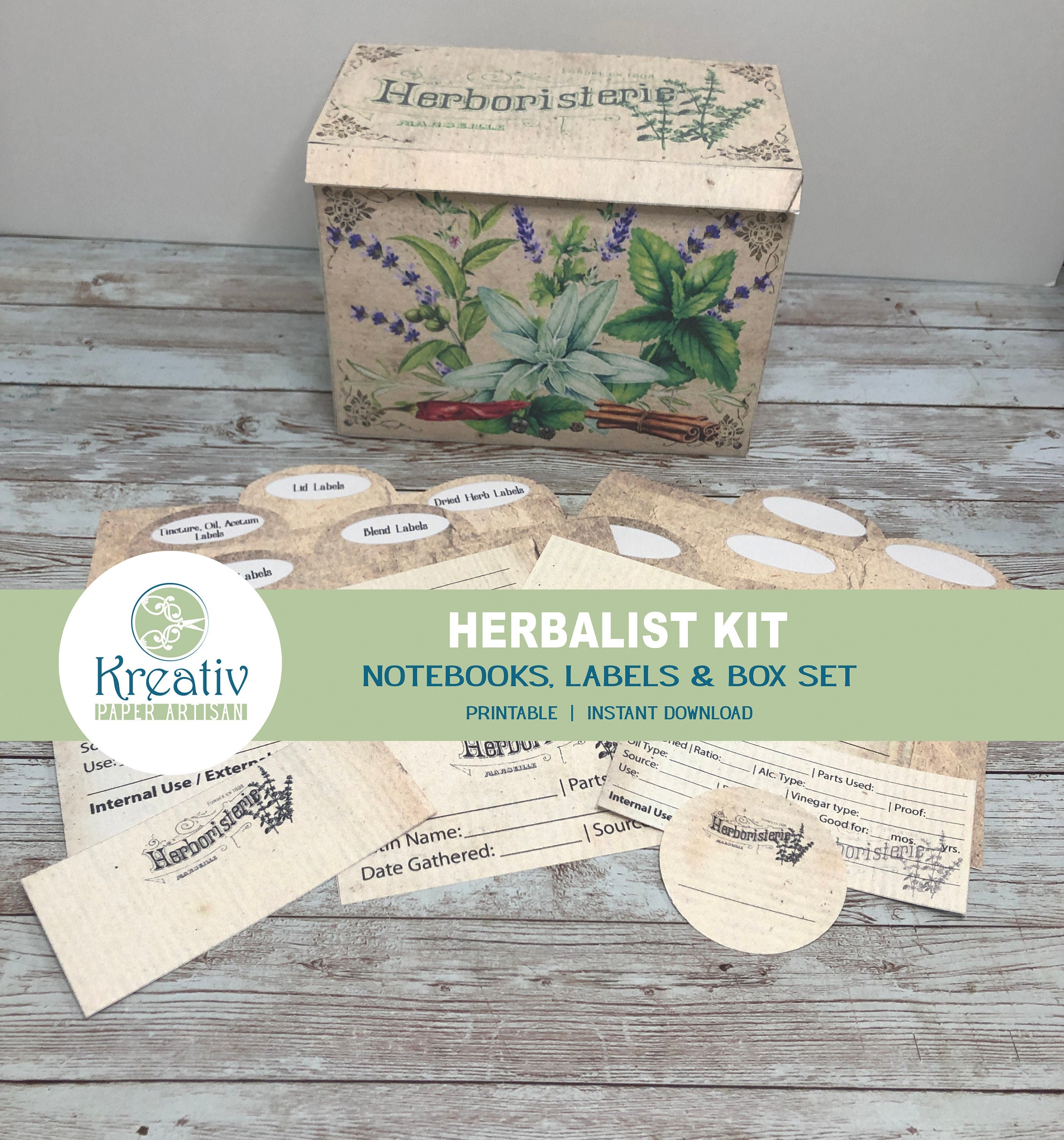 Herbalist Kit, Labels, Box, Herbal Apothecary, Holistic, Vintage ...