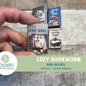 Cozy Bookworm Mini Books, Book Lover, Lecture, Hygge, Été, Hiver, vintage, Idée cadeau, Cadeau bookish, Imprimable, TÉLÉCHARGEMENT INSTANTANÉ