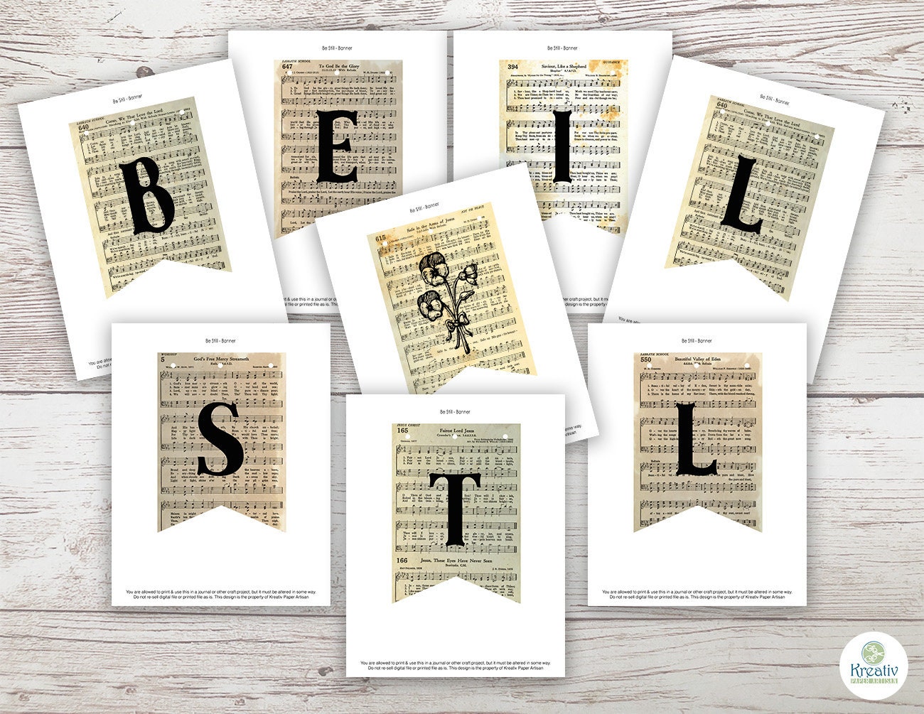 Be Still Banner, Printable Hymnal Pages, Easter, Christian Faith, Home Decor, Mantle Decor ...