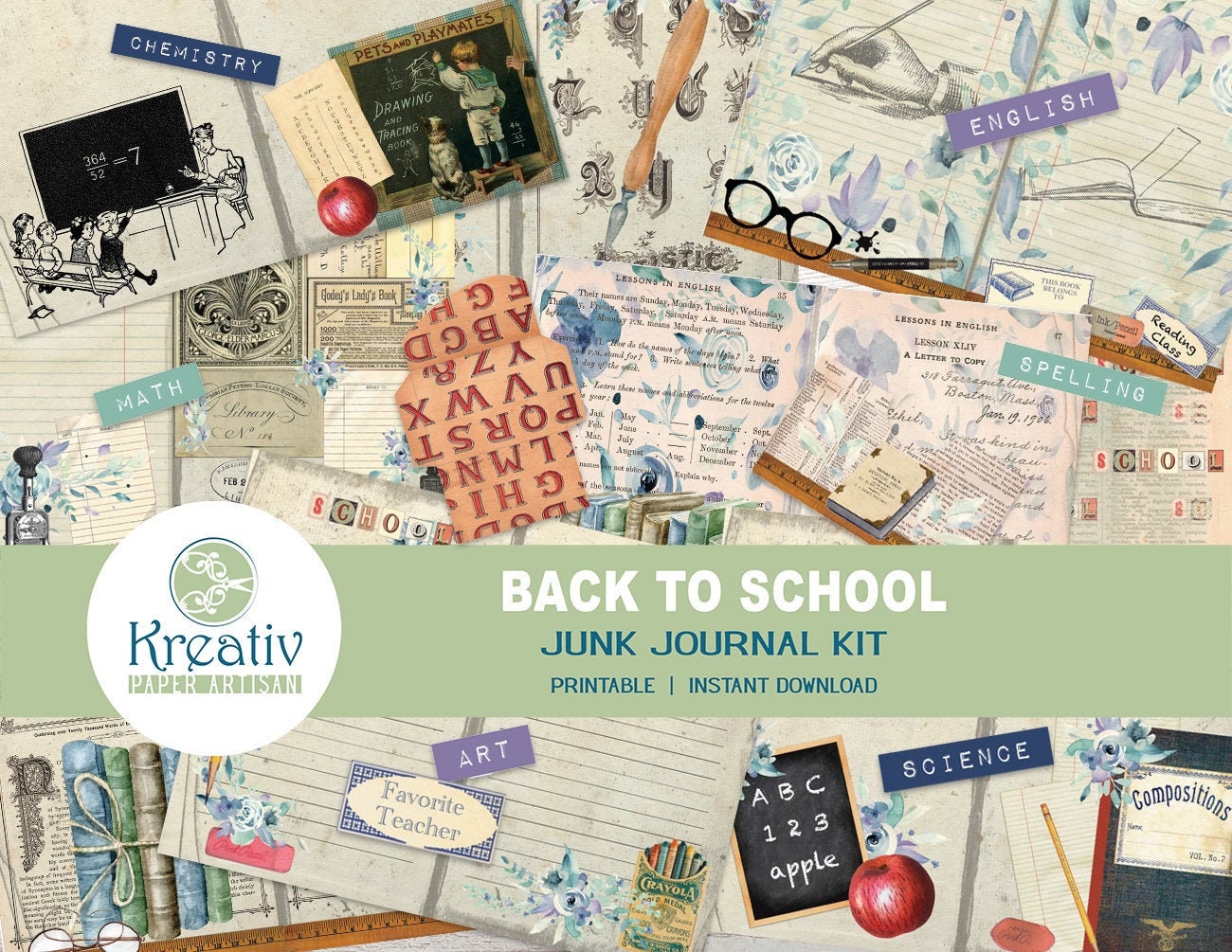 Digital Scrapbooking Kits Back to School, Digital Back to School