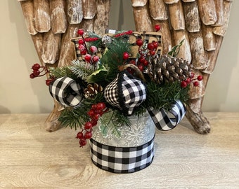 Christmas Morning in Black and White Buffalo Plaid