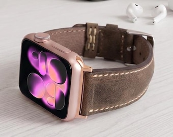 Bracelet Apple Watch pour homme : bracelet en cuir fin gravé, 38 mm et 40 mm