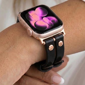 Double Tour Leather Apple Watch Band: Slim Wrap Strap for Women, Personalized Band, Mothers Day Gift