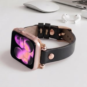 Leather Apple Watch Band: Minimal Strap for Women, Classic iWatch Band, Everyday Watch Strap