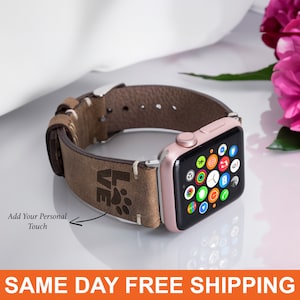Apple Watch Band Men Women Personalized Leather Apple Watch Strap Apple Watch Bands iWatch Band Gif Women 49 45 44 42 41 40 38mm Armband