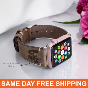 JR.DM Slim Leather-Bands Compatible with Apple Watch Band 38mm 40mm 41mm 42mm 44mm 45mm 49mm, Top Genuine Leather Band with Charms, Feminine Design